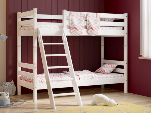 Двухъярусная кровать Соня вариант 10 с наклонной лестницей белая
