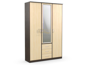 Шкаф комбинированный Дуэт Люкс с зеркалом Венге/Млечный Дуб