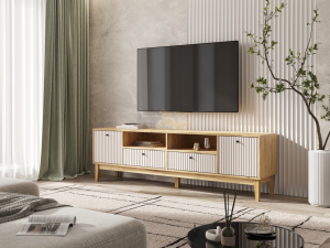 Тумба ТВ 2 двери 2 ящика Оливия Кашемир, Дуб Крафт