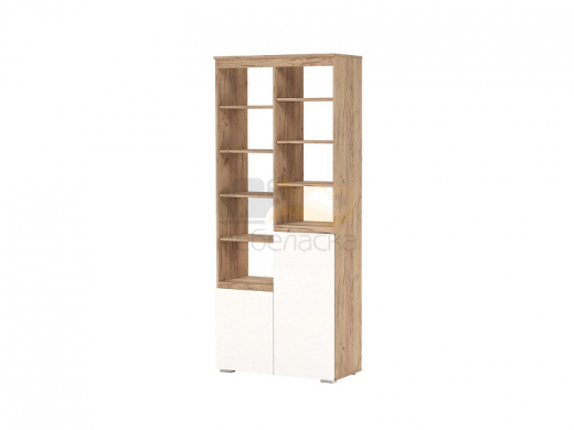 Стеллаж 2С открытый Гретта дуб крафт золотой/белый
